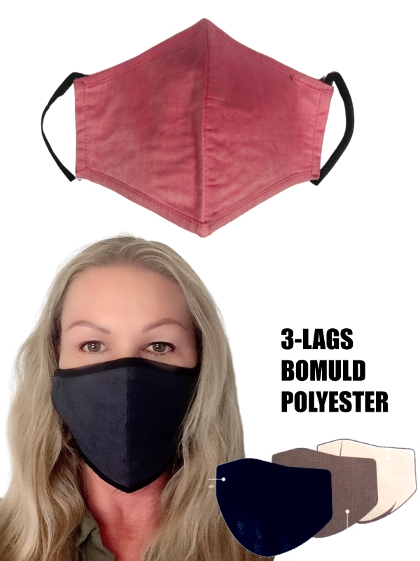 3-lags Stof Mundbind Vaskbar Ansigtsmaske Pink. Bomuld/Polyester