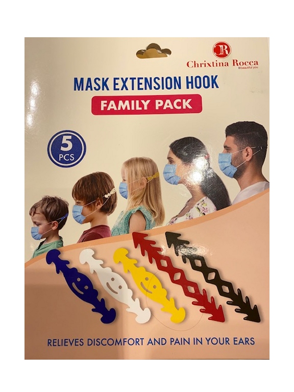 Øre-krog nakkestøtte til Mundbind Ansigtsmaske Familiepakke 5 stk