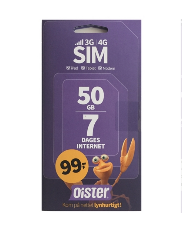 OiSTER Data Startpakke SIM-kort Internet 50GB
