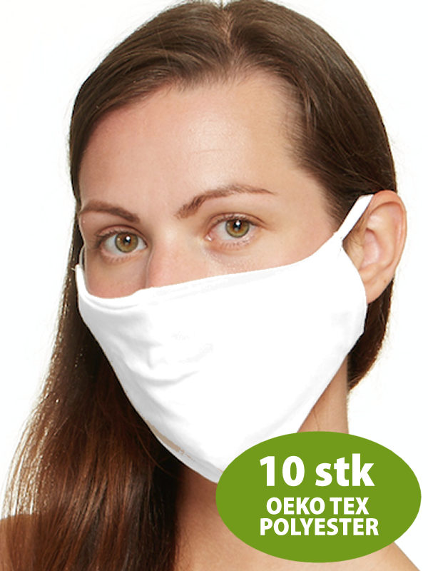 Stof mundbind 10 stk vaskbar ansigtsmaske Hvid Polyester